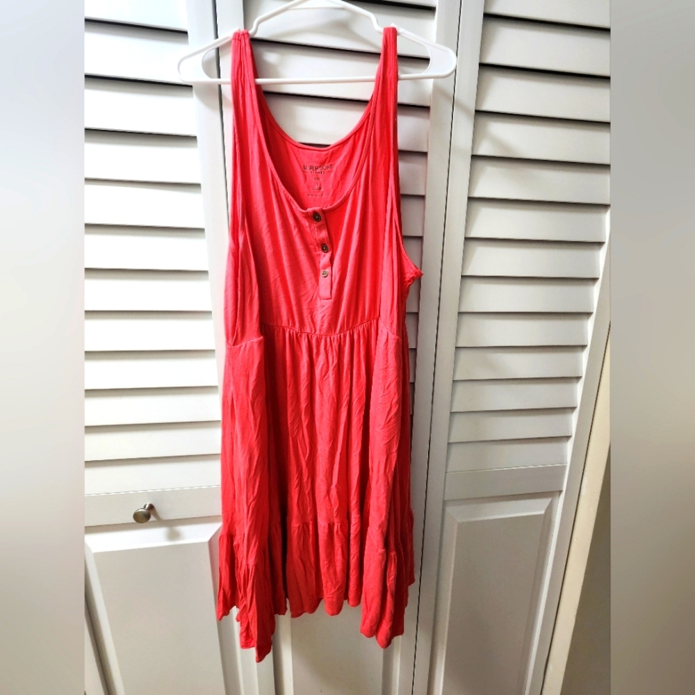 Torrid Coral Button-Front Mini Dress